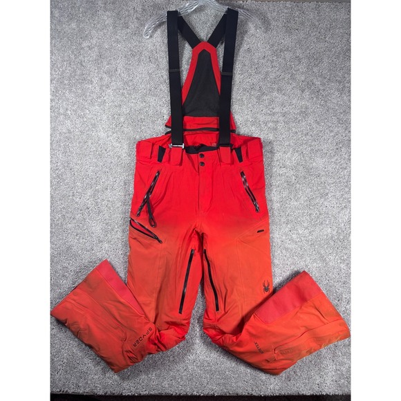 Spyder Mens Ski Snowboard Pants Bibs Red Size M Active Sports F18 Style 181712 - Picture 1 of 15